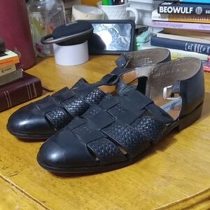 Men's Stacy Adams Black Woven Leather Sandals